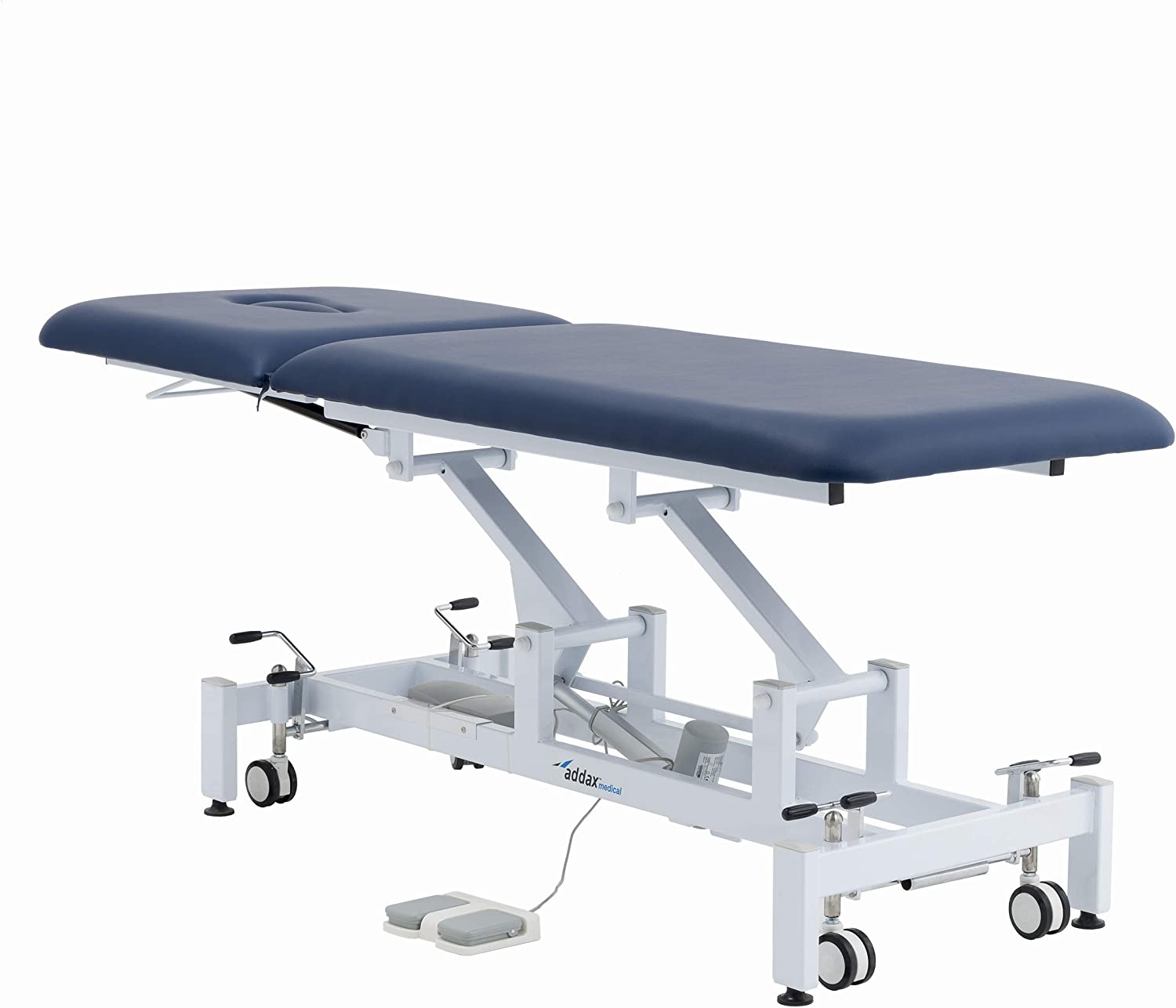 Addax Practice Manager Electric Treatment Couch - 2 Sections - Blue Addax