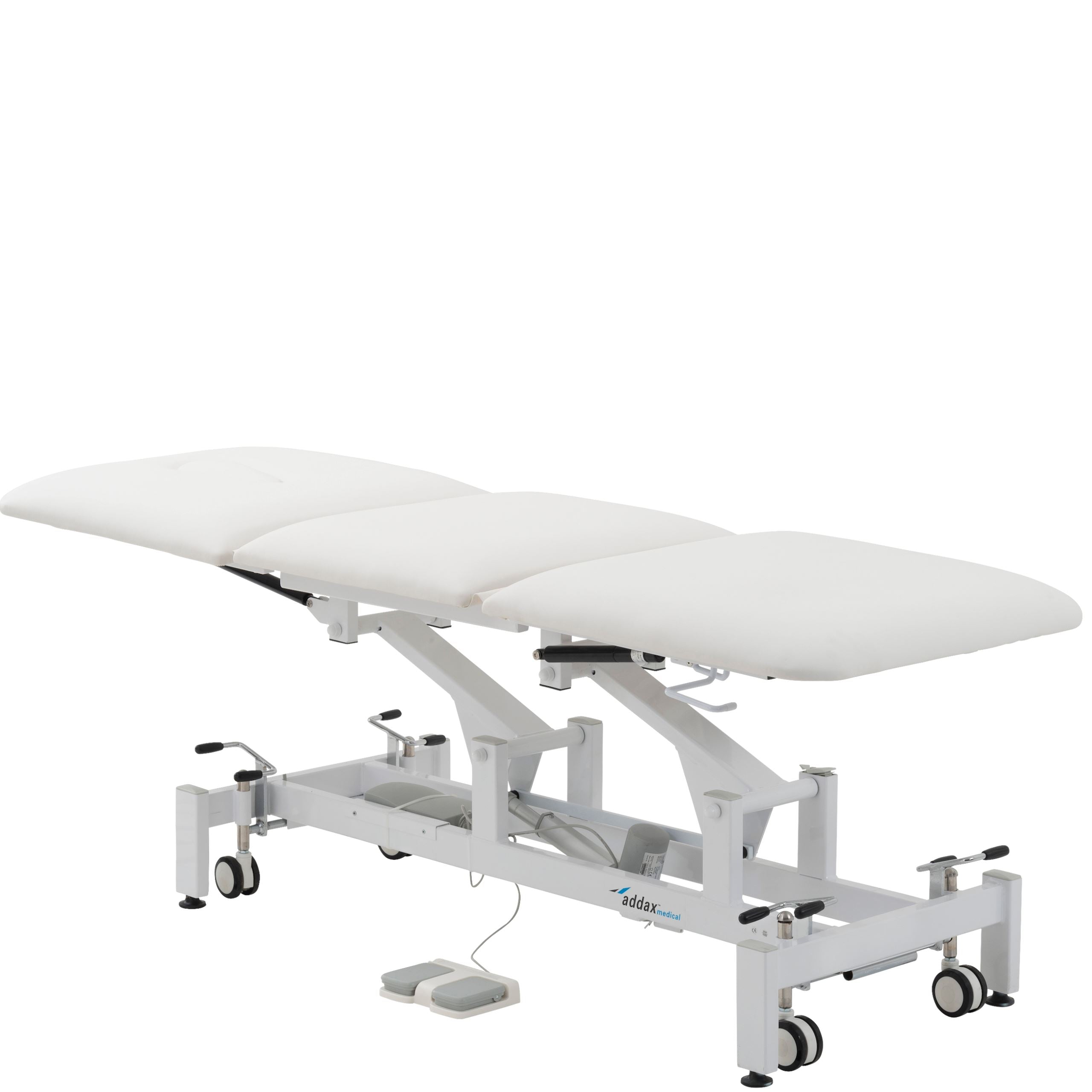 Addax Practice Manager Electric Treatment Couch - 3 Sections - White Shop@PhysioWorld Ltd