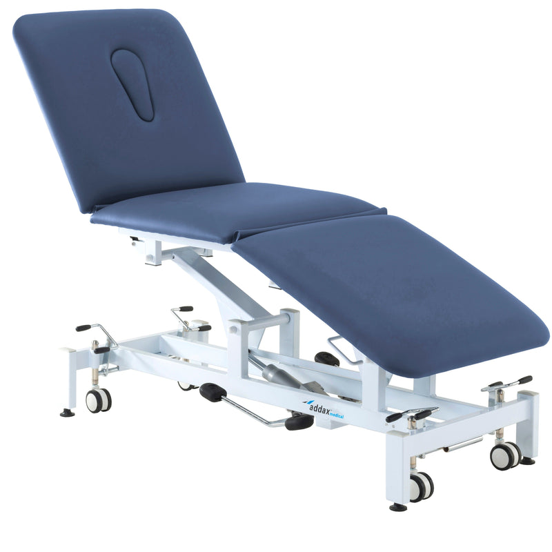 Addax Practice Manager Hydraulic Treatment Couch - 3 Sections - Blue Shop@PhysioWorld Ltd