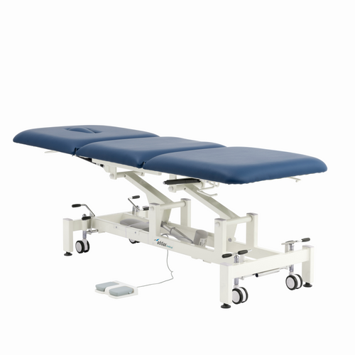 Addax Practice Manager Electric Treatment Couch - 3 Sections - Blue