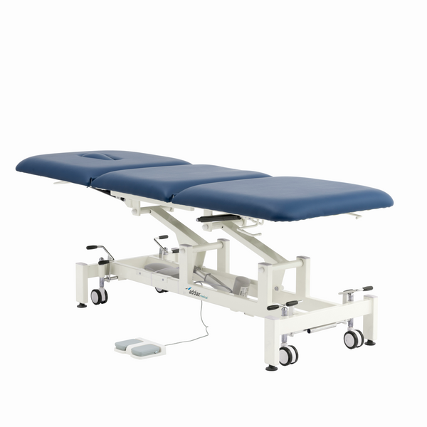 Addax Practice Manager Electric Treatment Couch - 3 Sections - Blue