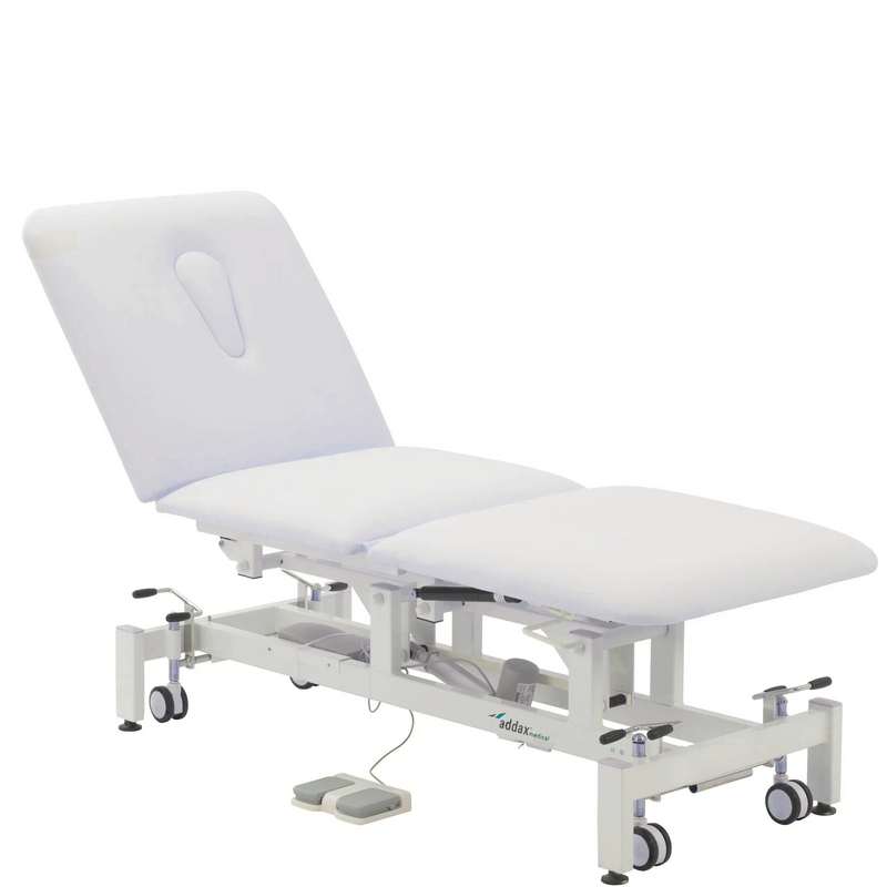 Addax Practice Manager Electric Treatment Couch - 3 Sections - White