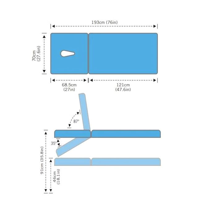 Addax Practice Manager Electric Treatment Couch - 2 Sections - Blue Addax 