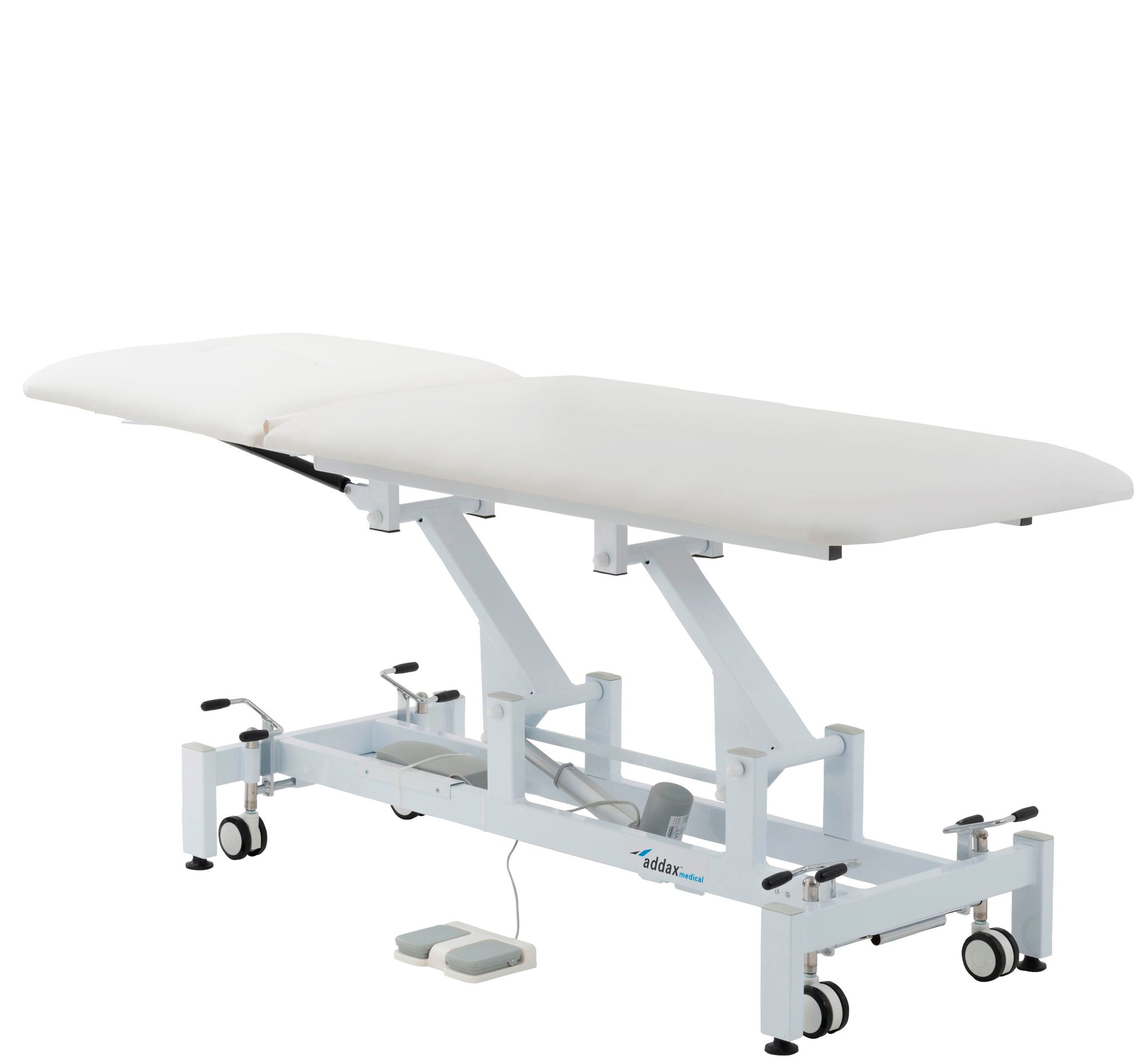 Addax Practice Manager Electric Treatment Couch - 2 Sections - White Shop@PhysioWorld Ltd 