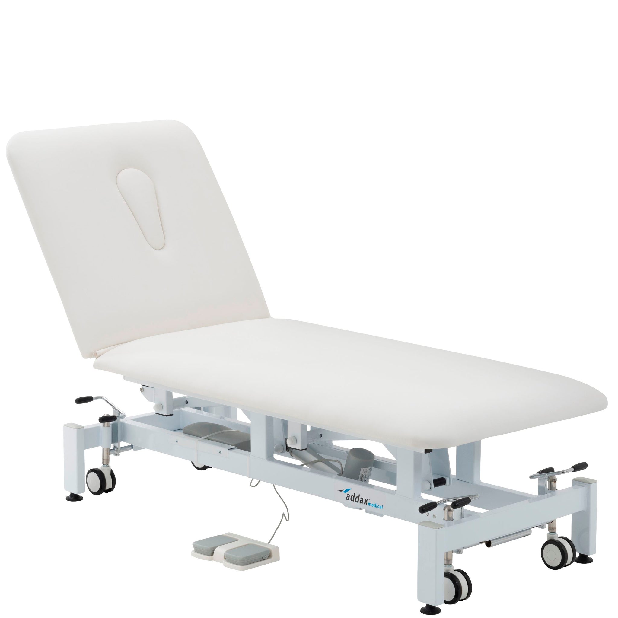 Addax Practice Manager Electric Treatment Couch - 2 Sections - White Shop@PhysioWorld Ltd 