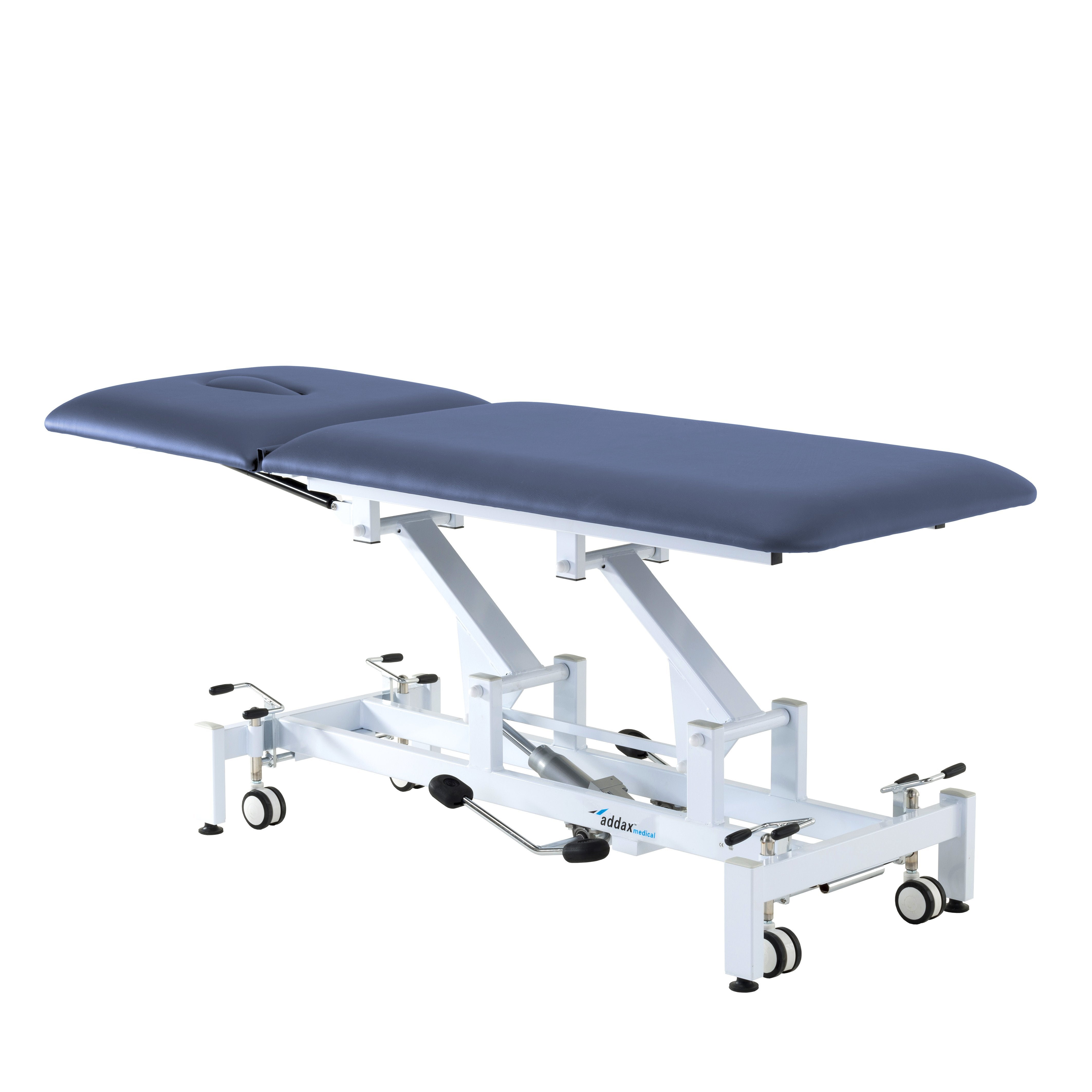 Addax Practice Manager Hydraulic Treatment Couch - 2 Sections - Blue Shop@PhysioWorld Ltd 